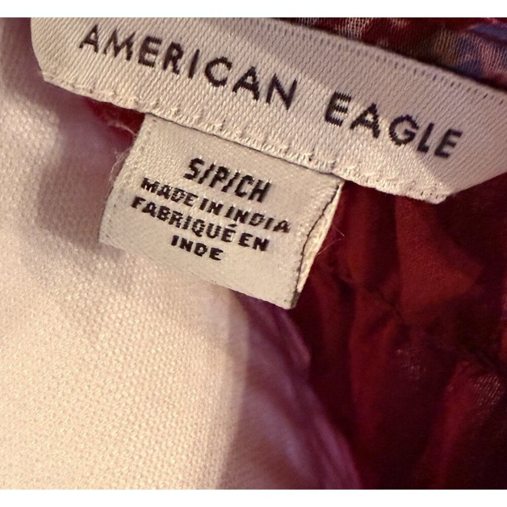 American Eagle Puff Sleeve Top Blouse Floral Ditsy Baby Doll Boho Smocked Size S - Picture 6 of 9